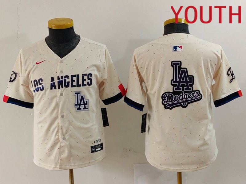 Youth Los Angeles Dodgers Blank Cream Fashion Nike Game MLB Jersey style 6297->youth mlb jersey->Youth Jersey